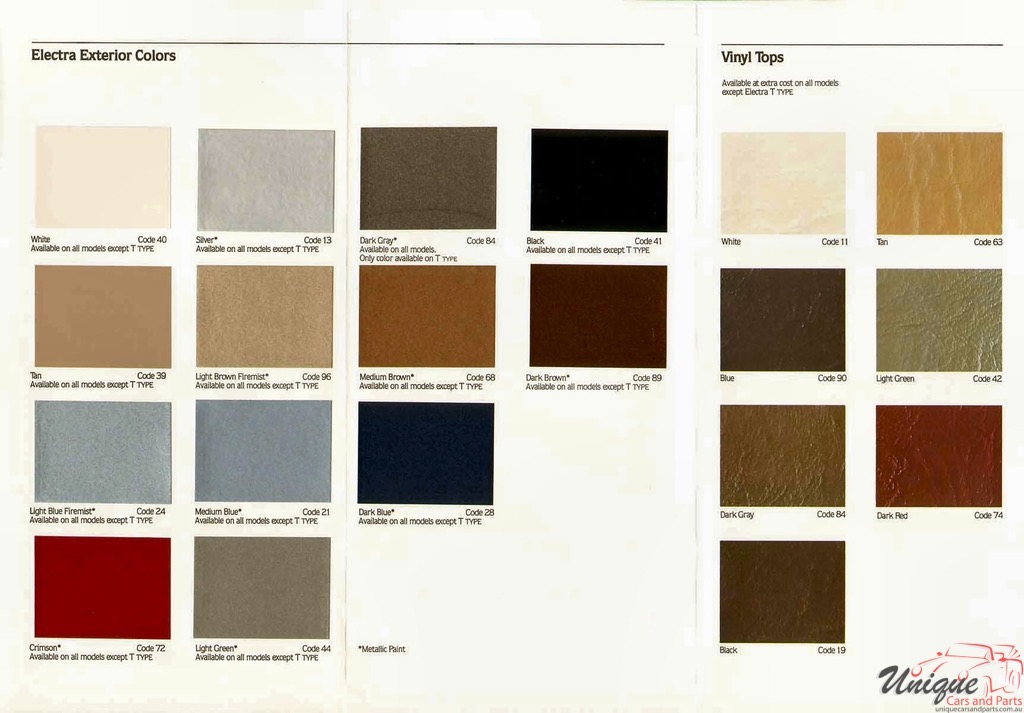 1985 Buick Electra Exterior Paint Chart Page 2